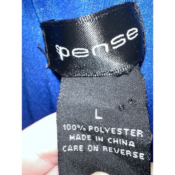 Spence Ribbon Print Chiffon Blouse Size Large Ruffle SS 
Lightweight Sheer Top - Picture 4 of 7